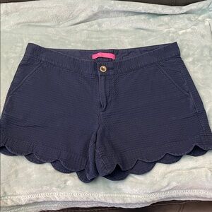 Lilly Pulitzer Navy Scalloped High Waist Shorts